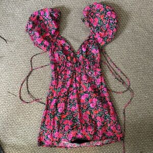 Reformation Style Puff Sleeve Mini Dress